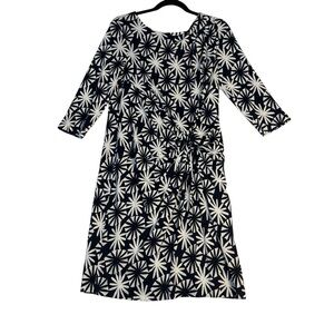 Laurel Navy and White Patterned Dress with side‎ twist detail *G0117
